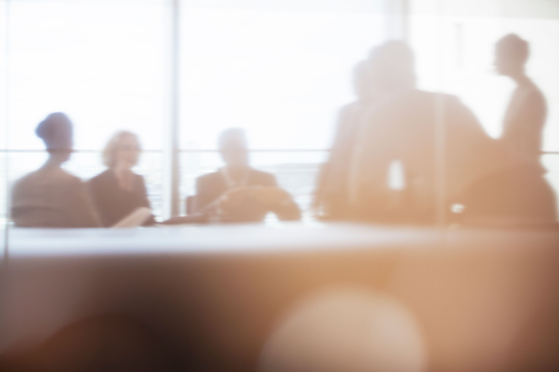 Silhouette of business people in meeting